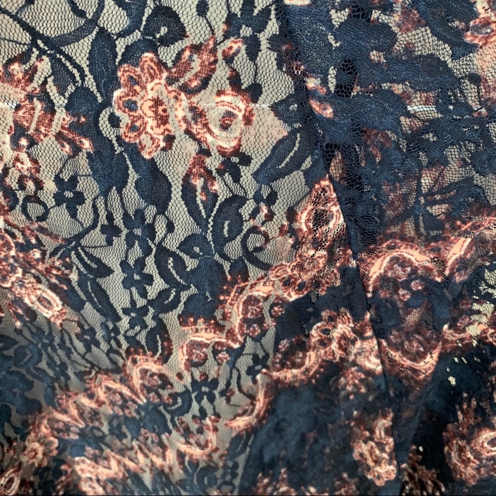 Sheer Navy Floral Kimono Cardigan - Lightweight Layer - Picture 3 of 4